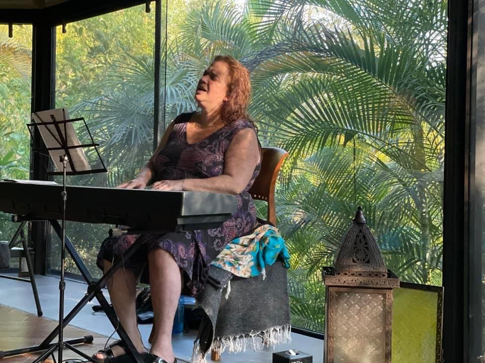 Julie Blue playing keys