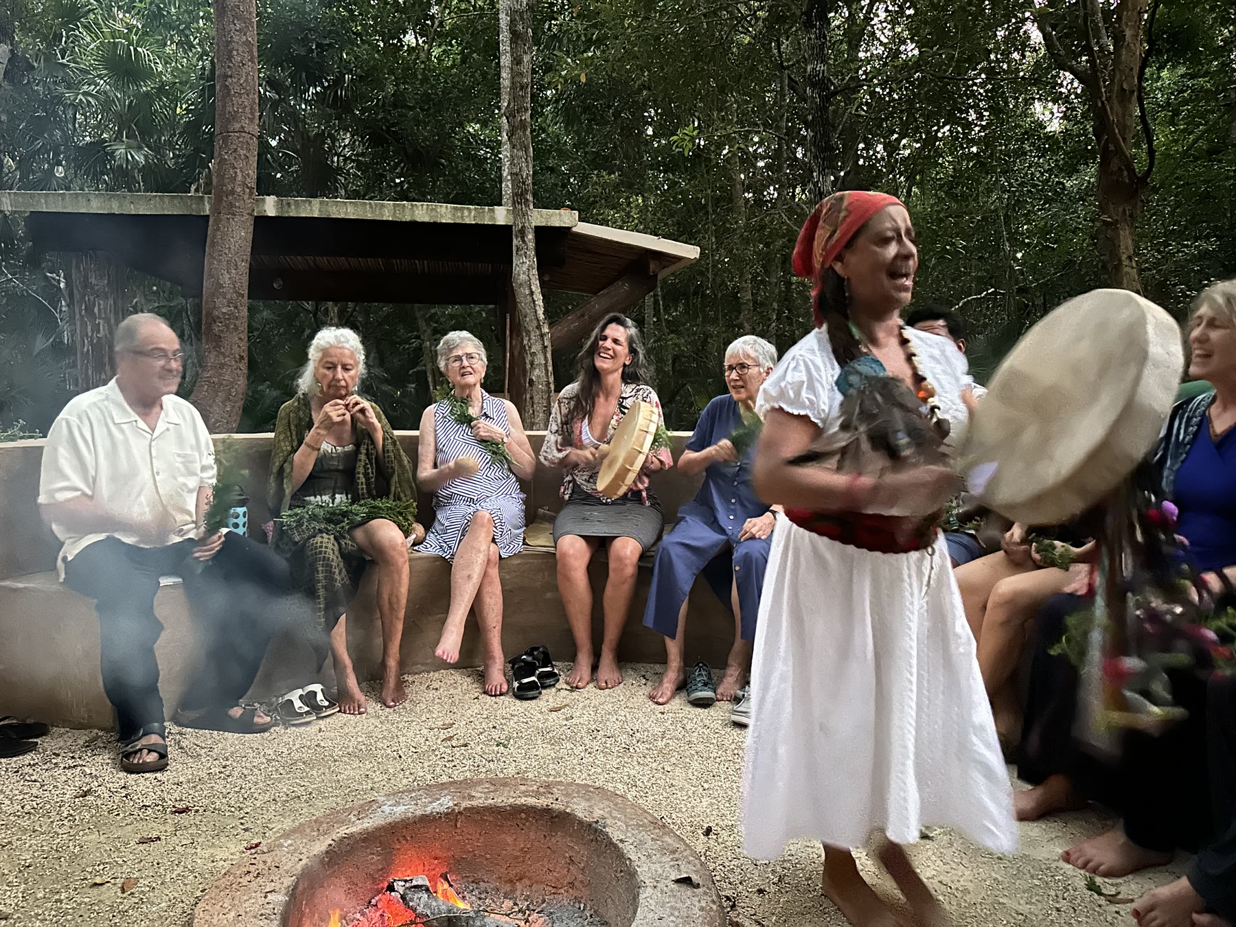 A cacao ceremony in the jungle