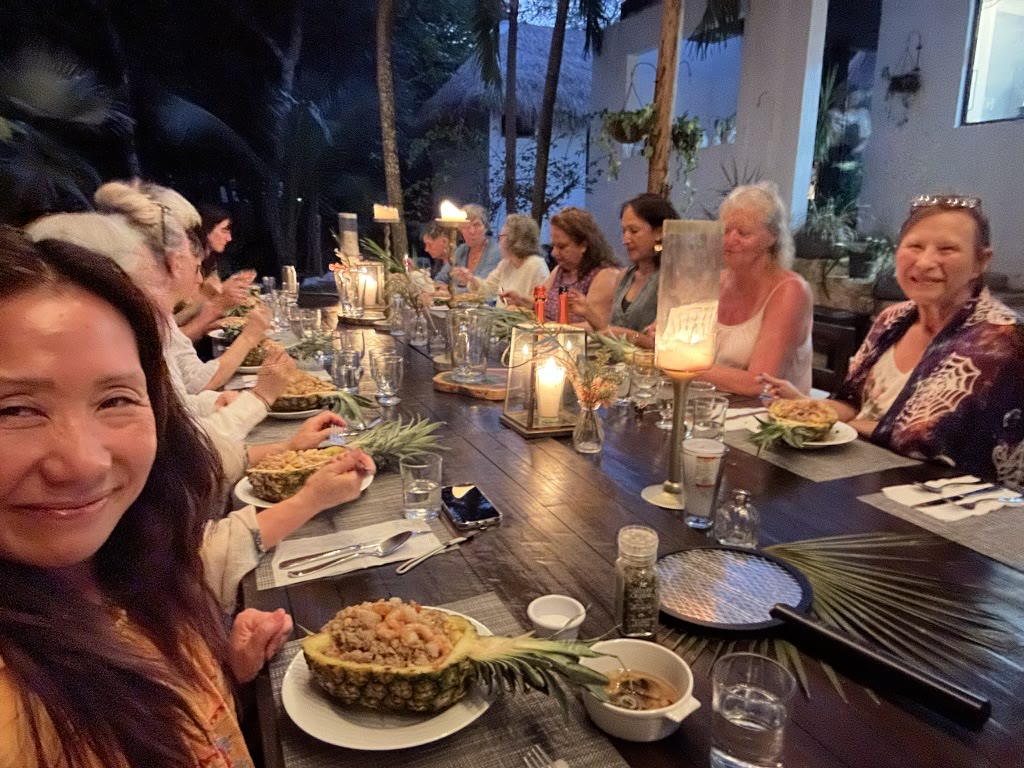 The long dinner table at Tulili