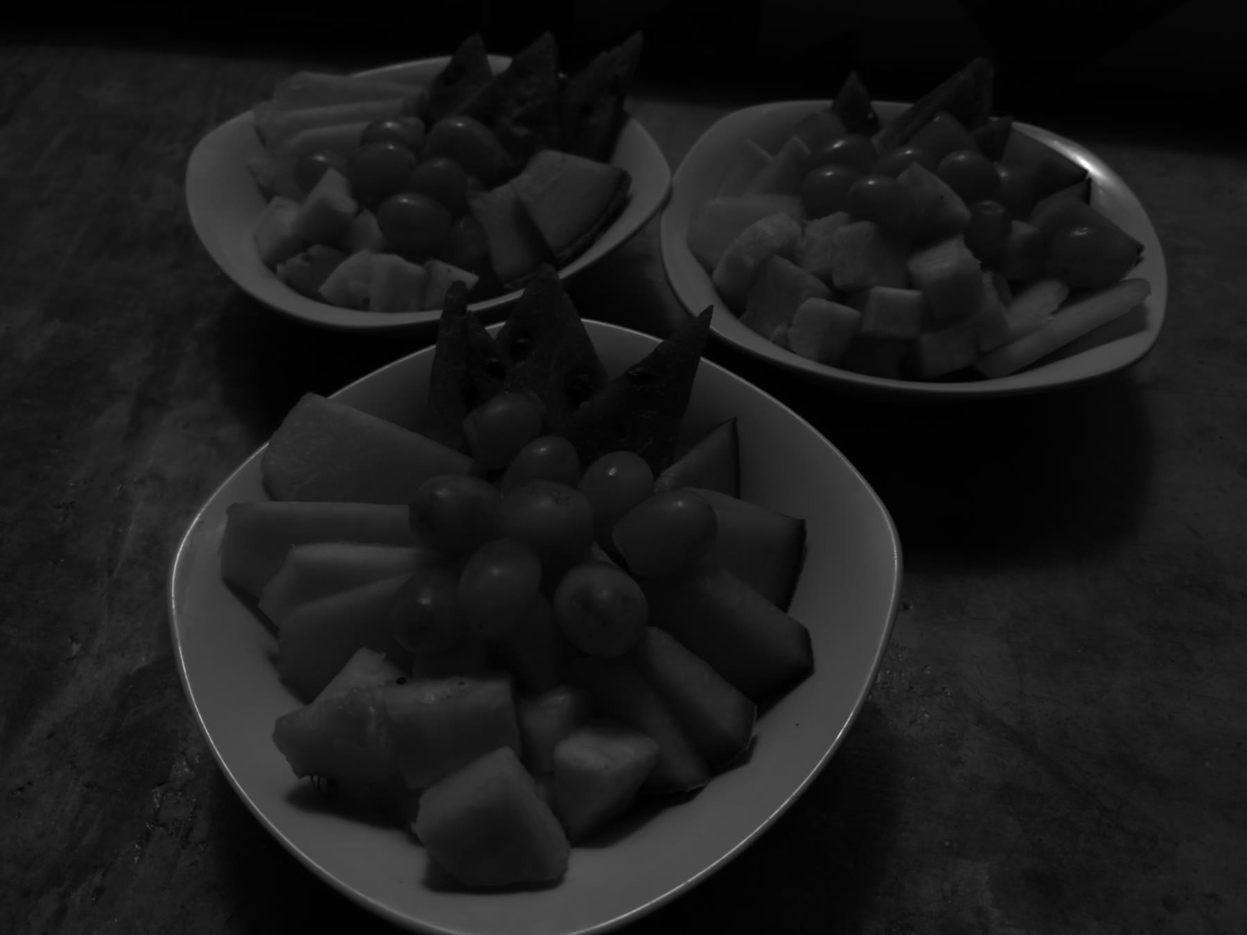 Plates of fresh fruit